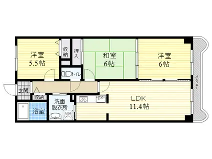 ドミールタワー幸大(3LDK/8階)の間取り写真