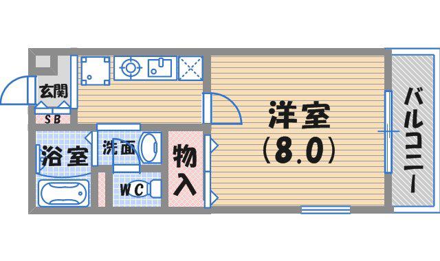 エスポワールⅡ(1K/2階)の間取り写真