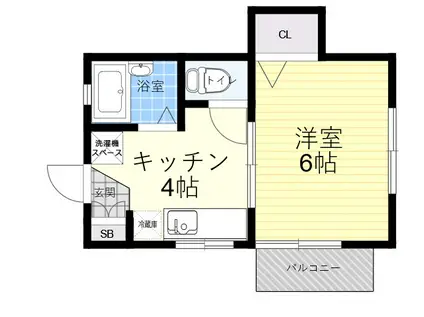 ヴィラアガパンサス(1DK/2階)の間取り写真