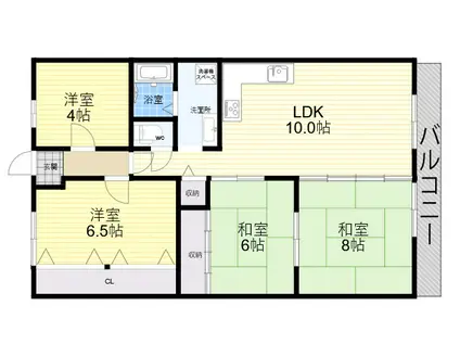 チャフル甲東(4LDK/3階)の間取り写真