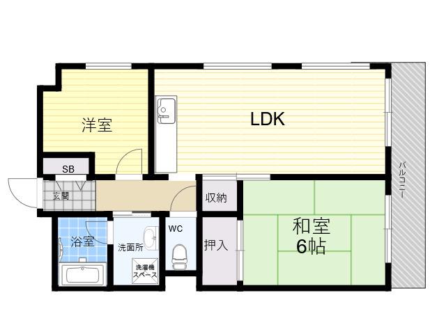 サンパールビル(2LDK/5階)の間取り写真