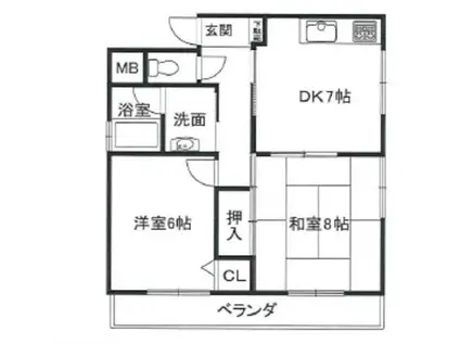 栗原マンション(2DK/2階)の間取り写真