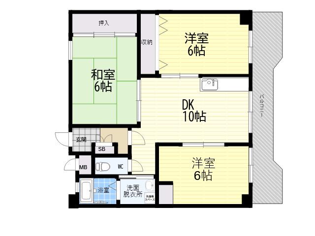 門戸パレス(3DK/4階)の間取り写真