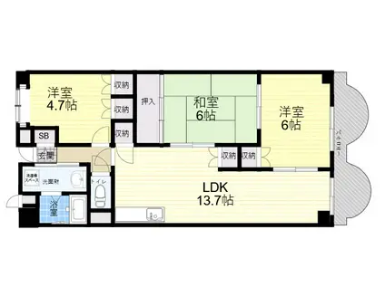ルノン大森ドゥ(3LDK/4階)の間取り写真