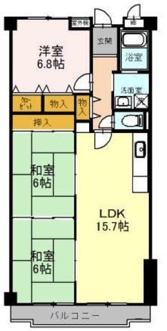 クリスタル(1LDK/2階)の間取り写真
