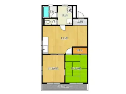 ルネ若草(2DK/2階)の間取り写真