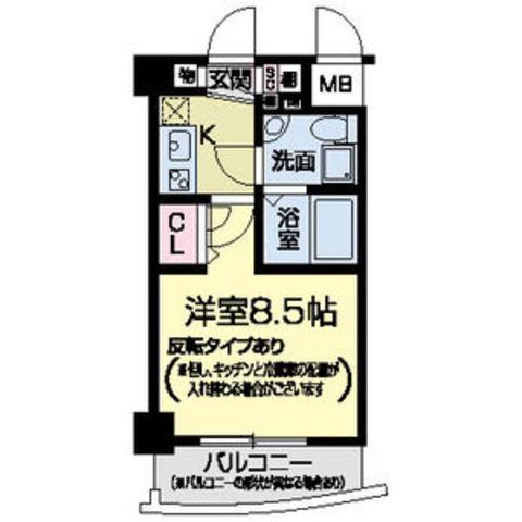 セレニテ甲子園(1K/2階)の間取り写真