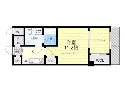 セレニテ甲子園(1DK/4階)の間取り写真