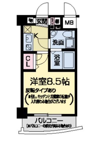 セレニテ甲子園(1K/3階)の間取り写真