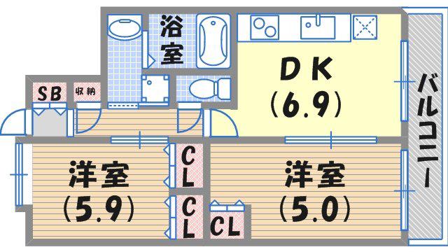 α-LYRA(2DK/2階)の間取り写真