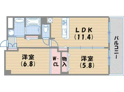 グランジェ東甲子園(2LDK/1階)の間取り写真