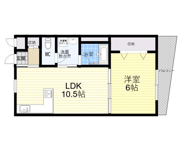 パラツィーナエスタ仁川(1LDK/2階)の間取り写真