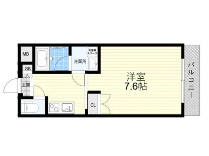 WOB西宮レジデンス(1K/4階)の間取り写真