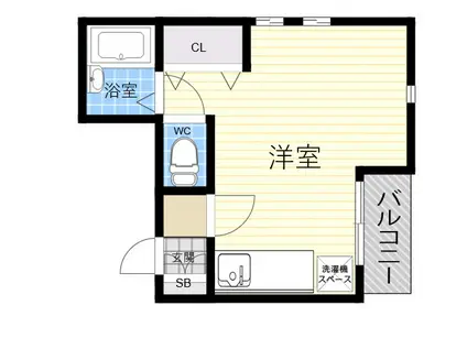 エレメンツアクア(ワンルーム/2階)の間取り写真