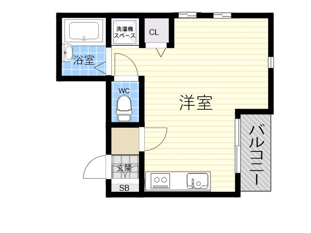 エレメンツアクア(ワンルーム/3階)の間取り写真