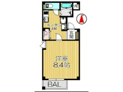 RUISSEAU武庫川(1K/3階)の間取り写真