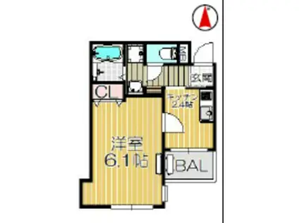 RUISSEAU武庫川(1K/2階)の間取り写真