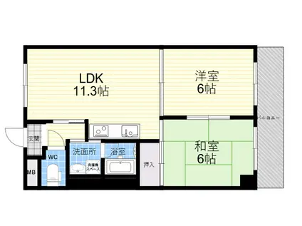 プロスペール門戸(2LDK/2階)の間取り写真