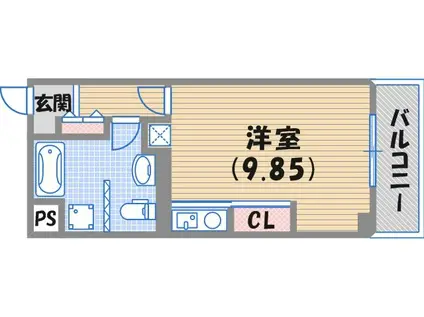 パールコート(ワンルーム/2階)の間取り写真