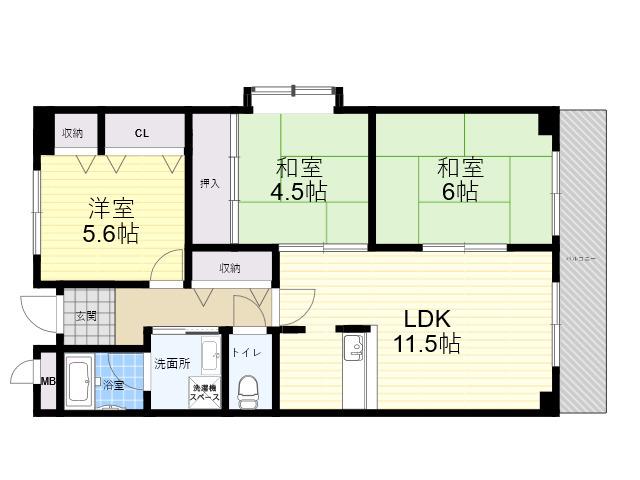 レルンブラール(3LDK/1階)の間取り写真