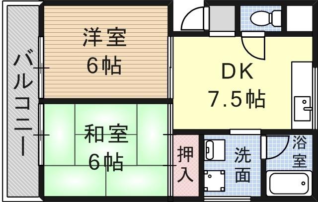サカエハイツ3(2DK/1階)の間取り写真