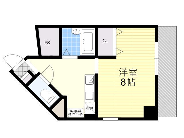 ハイツ北口(1K/2階)の間取り写真