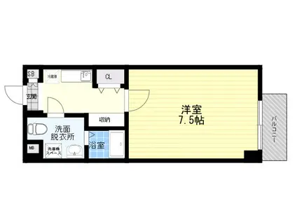 阪急今津線 門戸厄神駅 徒歩3分 3階建 築20年(1K/2階)の間取り写真