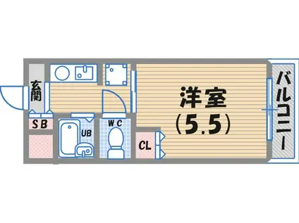 クリスタルカーサII(1K/3階)の間取り写真