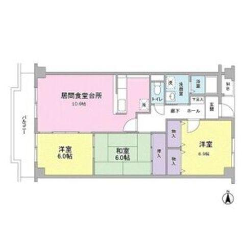ビューメゾン津高(3LDK/4階)の間取り写真
