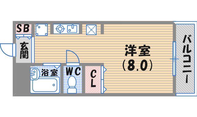 パセオ西宮(ワンルーム/2階)の間取り写真