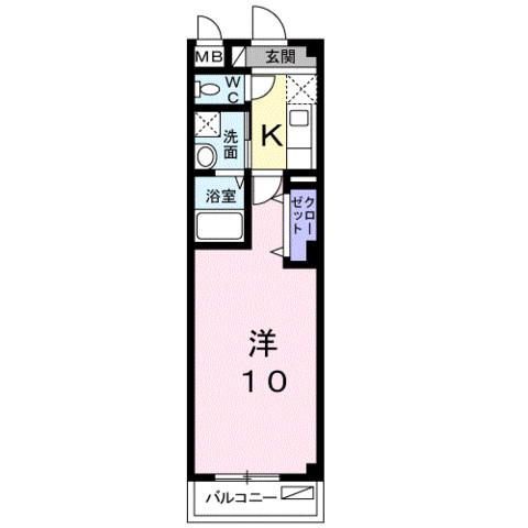 クラール(1K/2階)の間取り写真