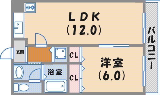 LAPIS(1LDK/1階)の間取り写真
