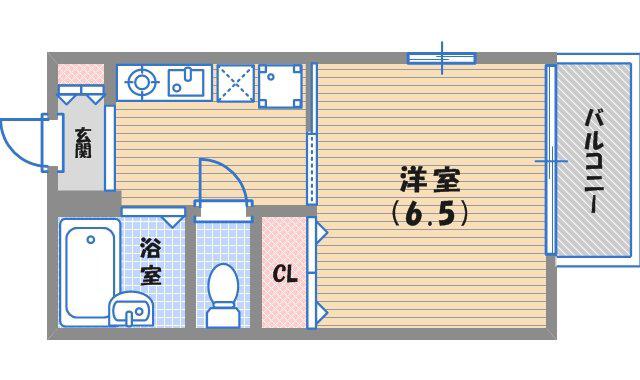 STEP夙川(1K/2階)の間取り写真