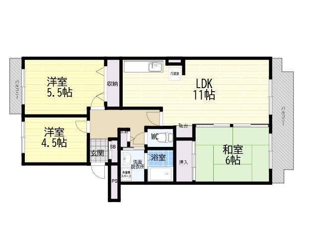 コンフォール広田(3LDK/1階)の間取り写真