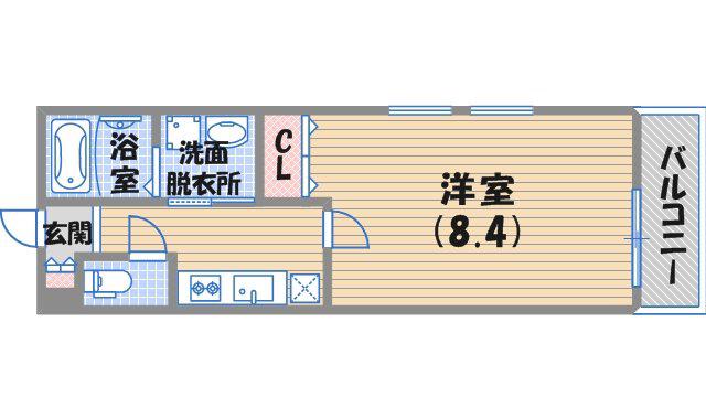 フジパレス西宮ウエスト(1K/1階)の間取り写真