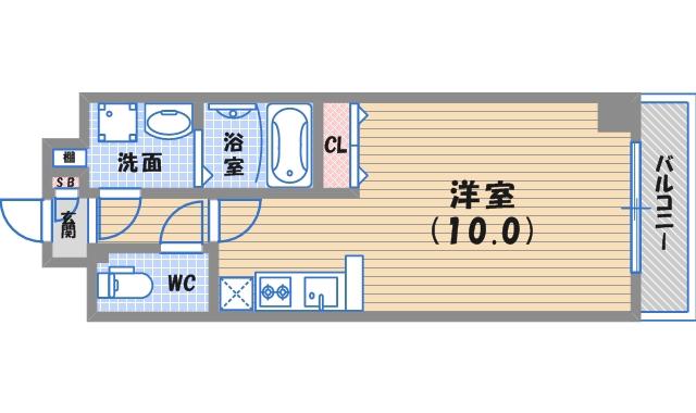 ラビットビル(ワンルーム/4階)の間取り写真
