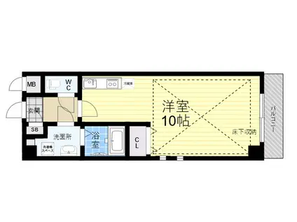 ラビットビル(ワンルーム/4階)の間取り写真