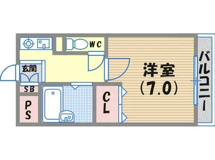 スペーシャス多田(1K/2階)の間取り写真