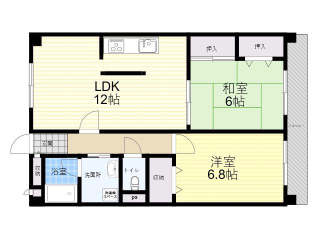 エクセレントスプリング(2LDK/5階)の間取り写真