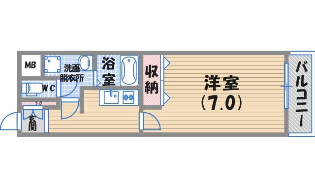 MORES VILLA 上ヶ原(1K/2階)の間取り写真