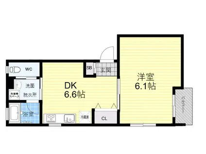 ガーデンヒルズⅢ(1DK/3階)の間取り写真