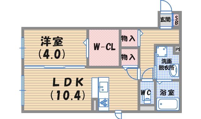 BRAMA甲東(1LDK/2階)の間取り写真