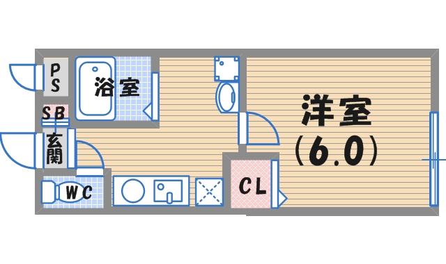 三記マンション3(1K/1階)の間取り写真