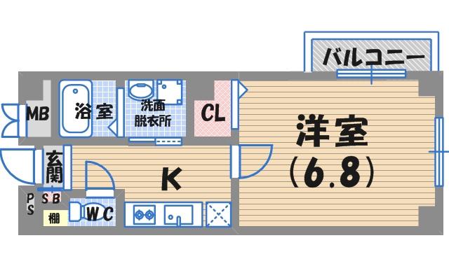 ロータスコート2(1K/3階)の間取り写真