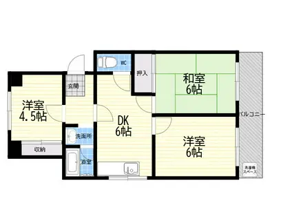 第2粟生マンション(3DK/2階)の間取り写真