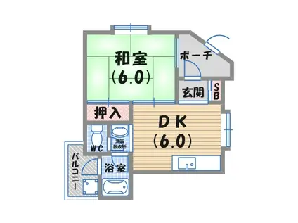 セントハイツ(1DK/1階)の間取り写真