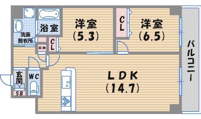 XPAVELA(2LDK/4階)の間取り写真