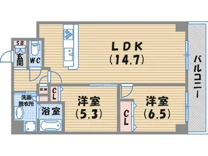 XPAVELA(2LDK/3階)の間取り写真