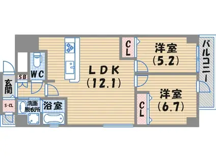 XPAVELA(2LDK/2階)の間取り写真