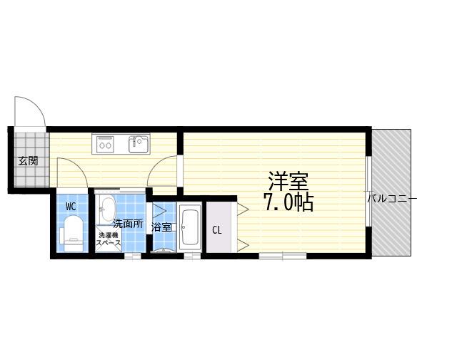 クラウド西宮北口(1K/1階)の間取り写真